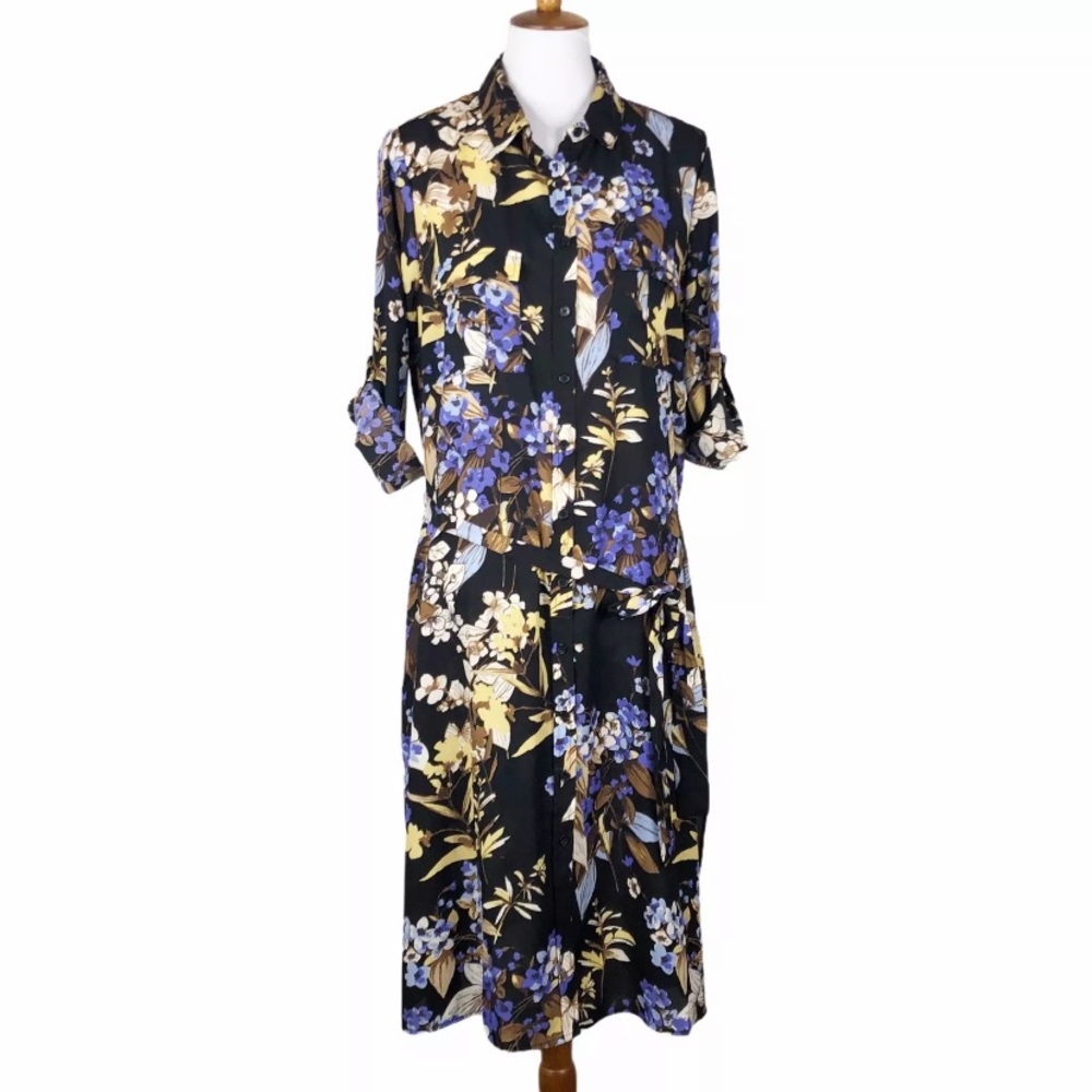 Roaman’s Floral Tunic Roll Tab Sleeves Sz. 16W